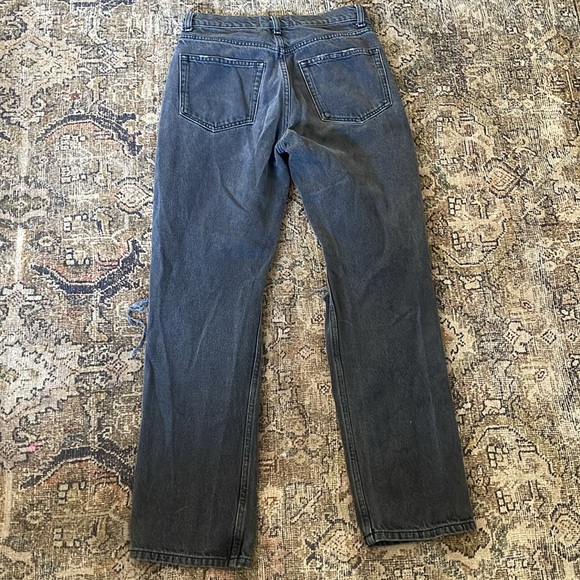 Reformation Cynthia High Rise Straight Jeans in Lagoon Destroyed Black 26 - Picture 3 of 6